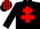 Silk - Black, Red cross of Lorraine, Red and Black striped cap