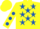 Silk - Yellow, Royal Blue stars, Yellow sleeves, Royal Blue spots