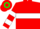 Silk - Red and Green, Red 'A' on White Hoop,