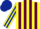 Silk - YELLOW and MAROON stripes, YELLOW and DARK BLUE striped sleeves and cap
