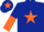 Silk - Dark Blue, Orange star, halved sleeves and star on cap