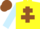 Silk - Yellow, Brown cross of Lorraine, Light Blue sleeves, Brown cap