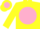 Silk - Yellow, pink disc, white emblem, pink