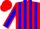 Silk - Red and Blue stripes, Blue sleeves, Red seams, Red cap