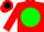 Silk - Red, Black 'LF' in Green disc, Black &