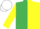Silk - EMERALD GREEN & YELLOW HALVED, yellow sleeves, white cap