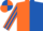 Silk - Orange and Royal Blue (halved), striped sleeves, quartered cap
