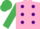 Silk - Pink, Purple spots, Emerald Green sleeves and cap