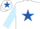 Silk - White, Royal Blue star, Light Blue sleeves, White cap, Royal Blue star
