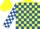 Silk - Yellow and Royal Blue check, Royal Blue and White check sleeves, Yellow cap