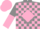 Silk - Grey, pink diamond check, grey sleeves, grey and pink halved cap