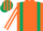 Silk - ORANGE, dark green braces, white & orange striped sleeves, orange & dark green striped cap