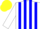 Silk - White and Blue stripes, White sleeves, Yellow cap
