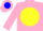 Silk - PINK, blue 'MWAE' on yellow disc, yellow