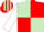 Silk - Light Green and Red (quartered), White sleeves, Light Green and Red striped cap