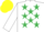 Silk - White, Emerald Green stars, White sleeves, Yellow cap