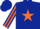 Silk - DARK BLUE, orange star, striped sleeves, dark blue cap