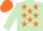 Silk - Light Green, Orange stars, Orange cap