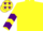 Silk - Yellow, purple V, yellow sleeves, purple chevrons, yellow cap, purple stars