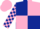 Silk - Dark blue and pink (quartered), checked sleeves, pink cap
