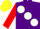 Silk - PURPLE, large white spots, red sleeves, yellow cap