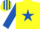 Silk - YELLOW, royal blue star & sleeves, royal blue & yellow striped cap