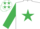 Silk - WHITE, emerald green star & sleeves, white cap, emerald green stars