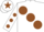 Silk - WHITE, large brown spots, brown spots on sleeves, brown star on cap