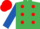 Silk - EMERALD GREEN, red spots, royal blue sleeves, red cap