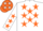 Silk - White, Orange Stars, Orange and White