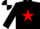 Silk - BLACK, red star, black & white quartered cap