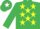 Silk - EMERALD GREEN, yellow stars, emerald green sleeves, em.green cap, white star