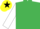 Silk - EMERALD GREEN, white sleeves, yellow cap, black star
