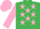 Silk - Emerald Green, Pink stars, sleeves and cap