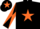 Silk - Black, Orange star, diabolo on sleeves and star on cap