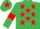 Silk - Emerald Green, Red stars, armlets and star on cap