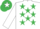 Silk - WHITE, emerald green stars, emerald green cap, white star