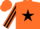 Silk - Orange, Black star, striped sleeves, Orange cap