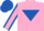 Silk - PINK, royal blue inverted triangle, pink sleeves, royal blue seams, qtd. cap