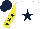 Silk - WHITE, dark blue star, yellow sleeves, dark blue stars, dark blue cap