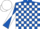 Silk - Royal blue and white check, diabolo on sleeves, white cap