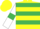 Silk - Yellow, Emerald Green hoops, White sleeves, Emerald Green armlets, Yellow cap