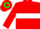 Silk - Red and Green, Red 'A' on White Hoop, Red Sleeves