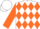 Silk - WHITE, orange diamonds, orange bars on sleeves, white cap