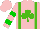 Silk - Pink, Kelly Green Braces and Shamrock, Two Green Hoops on Sleeves