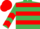 Silk - Emerald Green, Red hoops, chevrons on sleeves, Red cap