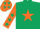 Silk - Dark green, orange star, orange sleeves, dark green stars and stars on cap