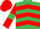 Silk - Emerald Green, Red chevrons, Red sleeves, Emerald Green armlets, Red cap