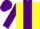 Silk - Yellow, purple panel, yellow bars on purple sleeves, purple cap