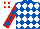 Silk - Royal Blue and White diamonds, Red sleeves, Royal Blue diamonds, White cap, Red diamonds